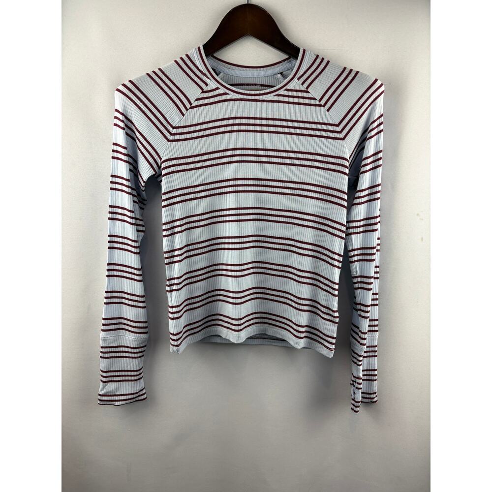 Women’s Offline by Aerie Small Sky Blue Long Sleeve w/ Red Stripes